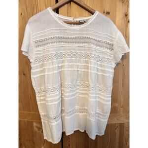 Sundance Aria Blouse Embroidered Lace Panels Size M Retails $88 White